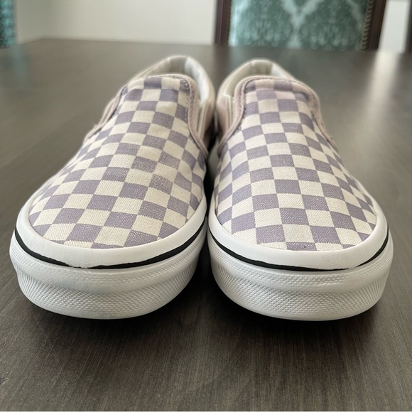 Vans kids light purple white checkered slip on sneakers shoes size 3 - Picture 3 of 10